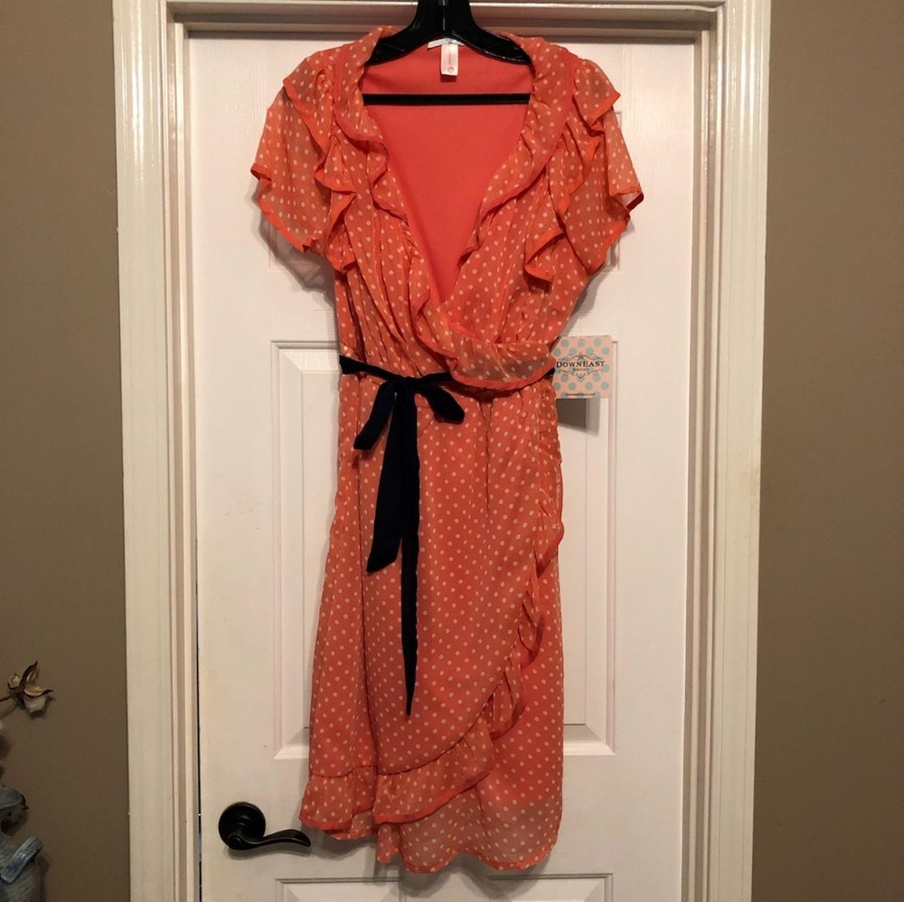Women's L Peach Polka Dot Dress